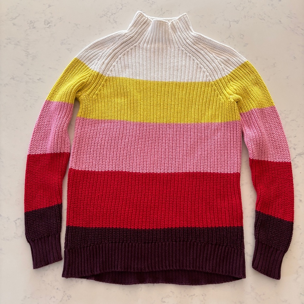 Style & Co. Mock Turtleneck Colorblock Sweater Sz M [b9]